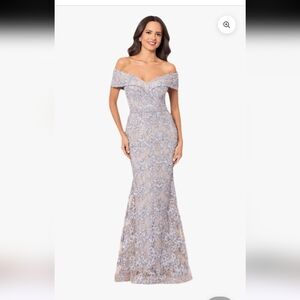 Elegant Silver & Gold Sequin Gown